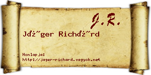 Jáger Richárd névjegykártya