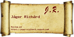 Jáger Richárd névjegykártya